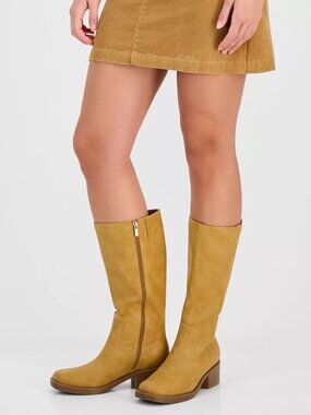 Wild Pair Warblerr Low Heel Tall Boots Banana Mustard Yellow Women's - Size 6.5